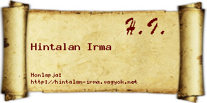 Hintalan Irma névjegykártya